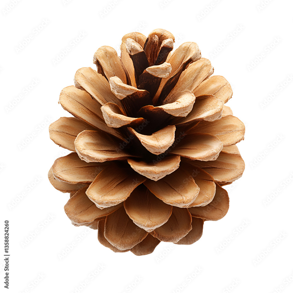 Detailed Pine Cone Closeup Isolated on Black Background