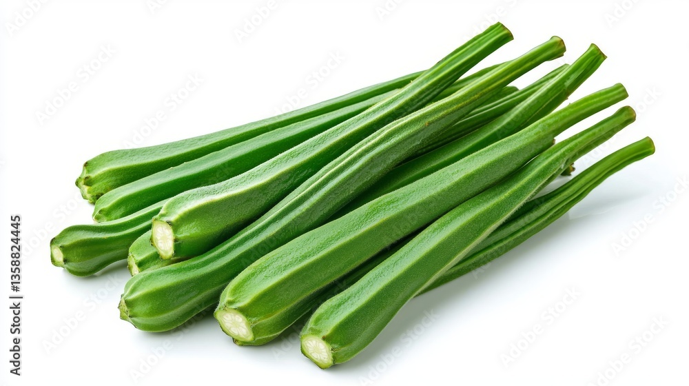 Fresh Green Okra Vegetable Healthy Food Ingredient Organic Produce Culinary Fresh Green Okra Vegetable Healthy Food Ingredient Organic Produce Culinary