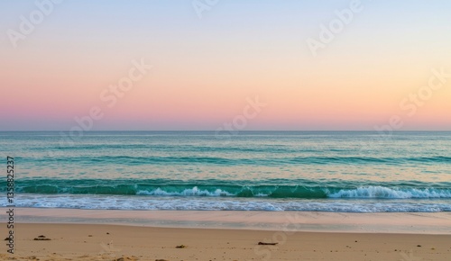 Fototapeta Naklejka Na Ścianę i Meble -  Calm ocean wave at sunset,