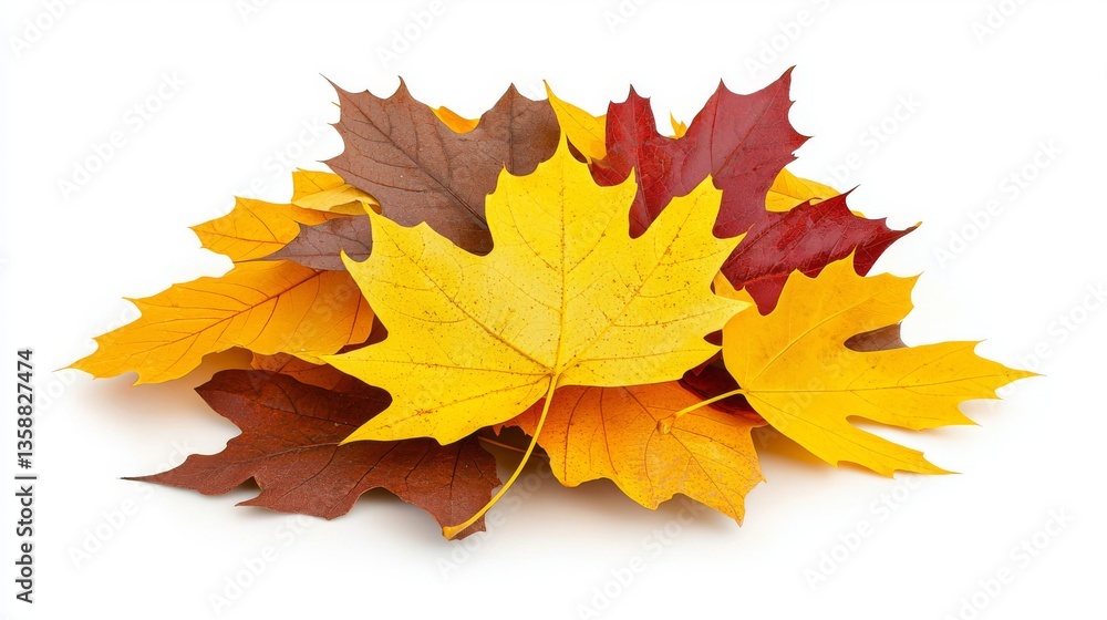 Autumn Maple Leaves Pile Isolated White Background Fall Season Colorful Foliage Autumn Maple Leaves Pile Isolated White Background Fall Season Colorful Foliage