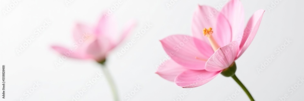Vibrant pink flower contrasted against a clean white background, soft, isolated Vibrant pink flower contrasted against a clean white background, soft, isolated