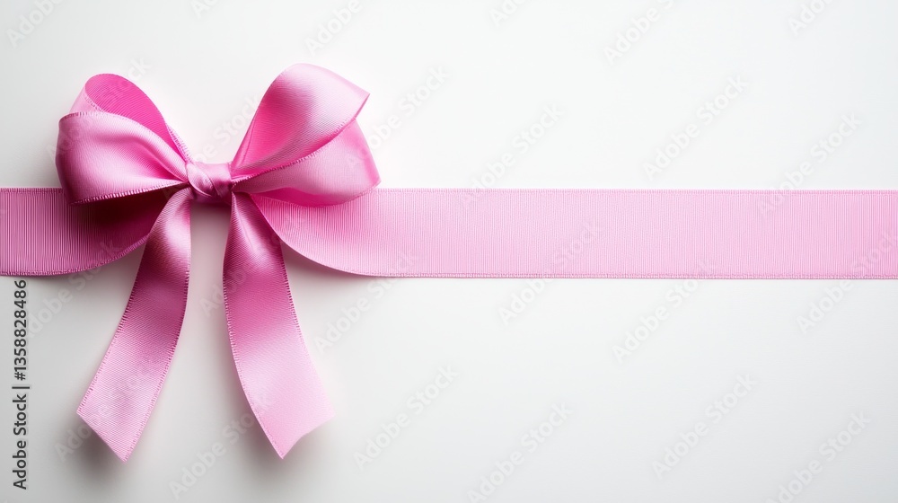 Elegant Pink Ribbon Bow on White Background Perfect for Gift Wrapping or Decoration Elegant Pink Ribbon Bow on White Background Perfect for Gift Wrapping or Decoration