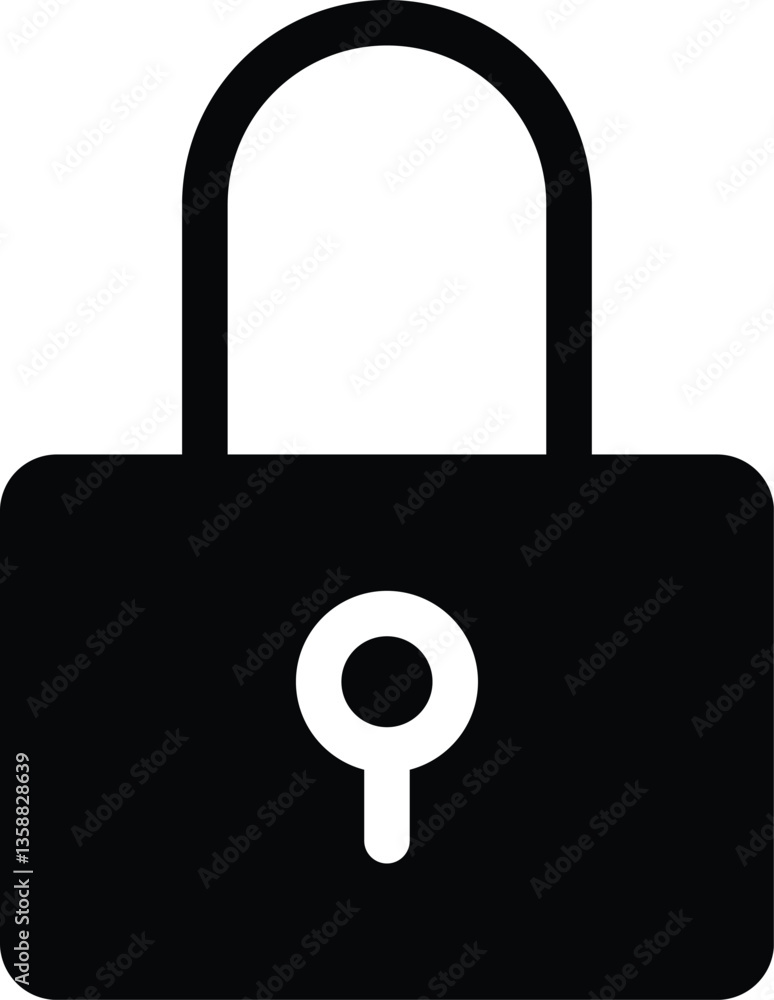 A Simple Padlock Icon Vector Silhouette Illustration on white background A Simple Padlock Icon Vector Silhouette Illustration on white background
