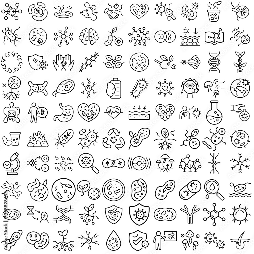 Microlife Icons Set - Various Microorganisms and Symbols Microlife Icons Set - Various Microorganisms and Symbols