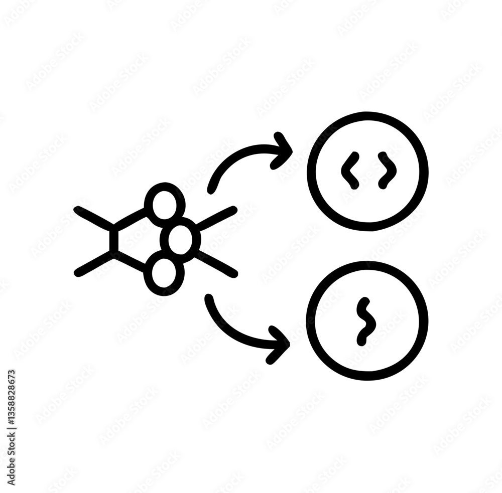 Microlife Icon Representing Food Chain Dynamics in Minimalist Style Microlife Icon Representing Food Chain Dynamics in Minimalist Style