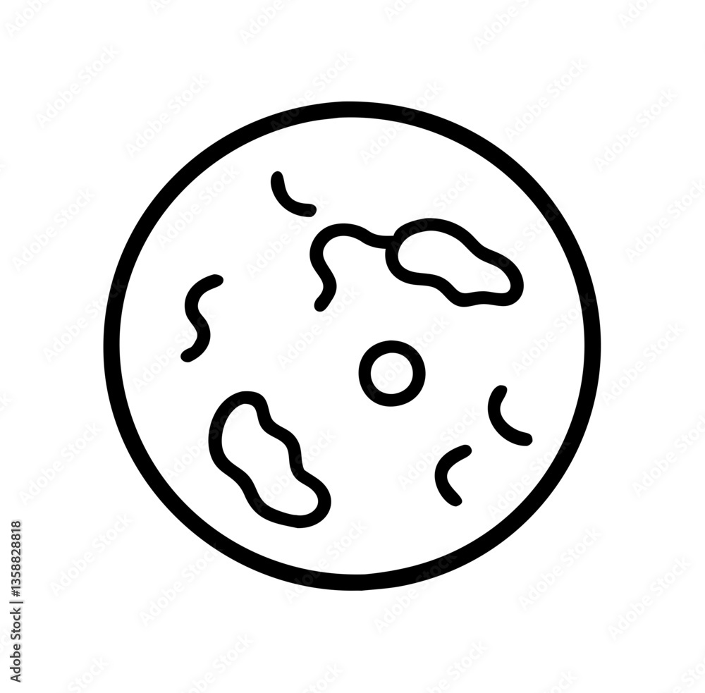 Microlife Icon Representing Microbes in a Petri Dish Microlife Icon Representing Microbes in a Petri Dish