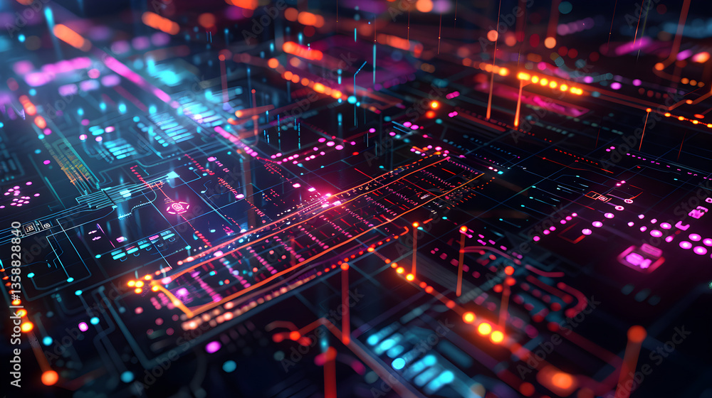 Fototapeta premium Intricate Visualization of XB Programming: Interplay of Algorithms, Binary Codes, and Logic Flow