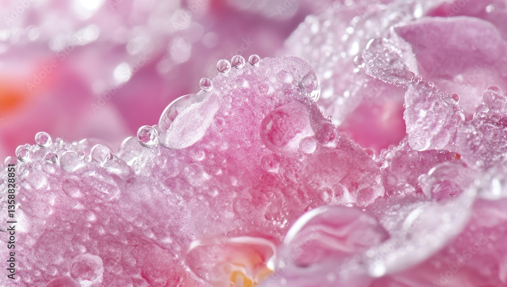 Delicate pink flower petals covered in water droplets Delicate pink flower petals covered in water droplets