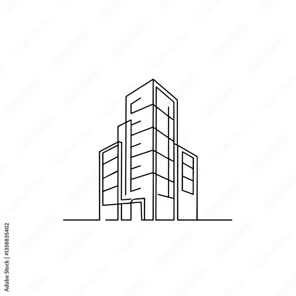 Fototapeta premium Outline of a modern building in minimalist style 