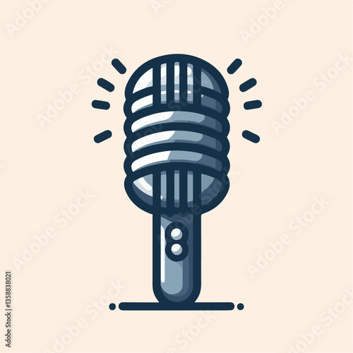 Professional Audio Communication Microphone Vector Illustration