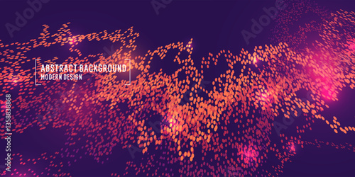 Background with simple geometric elements. A template for placing text. Big date, processing of digital information flow. A banner for a business presentation. Background of the current of particles.