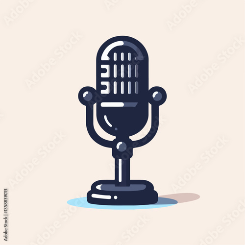 Professional Audio Communication Microphone Vector Illustration