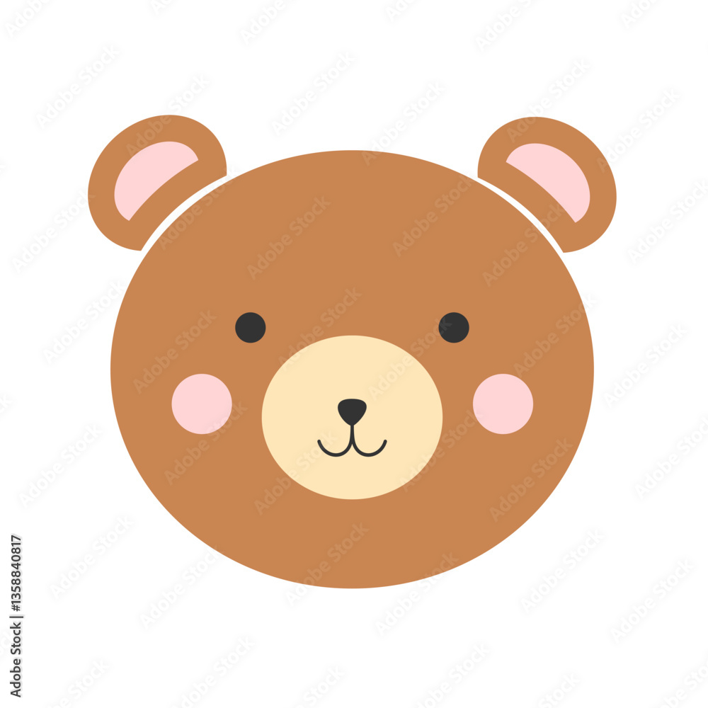 Cute bear animal face with round shape with cheerful color, illustration design with flat design style. For kids or babies. Suitable for t-shirt design, wrapping paper Cute bear animal face with round shape with cheerful color, illustration design with flat design style. For kids or babies. Suitable for t-shirt design, wrapping paper