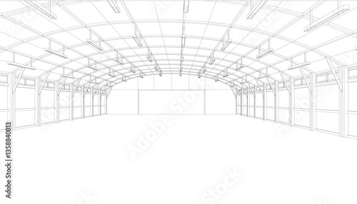 A large, empty building with a lot of empty space. The building is very tall and has a lot of empty space inside