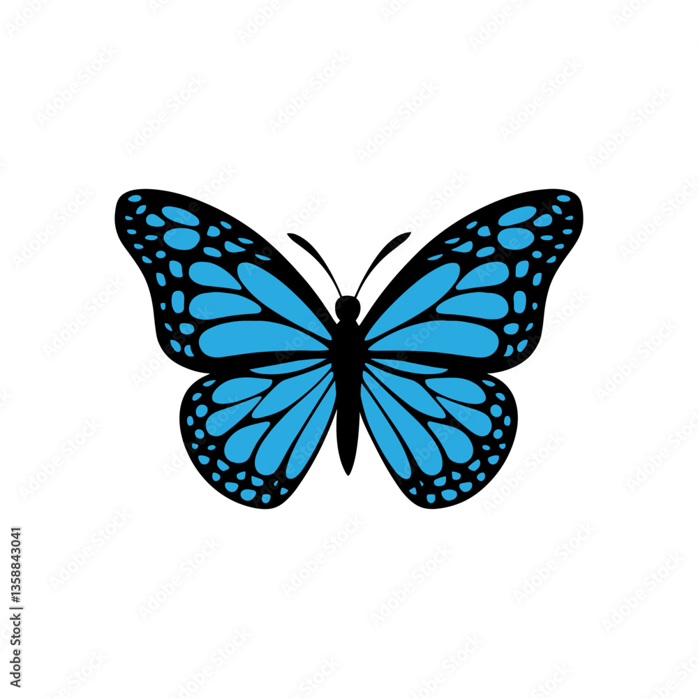 Butterfly Silhouette With A White Background. Butterfly Silhouette With A White Background.
