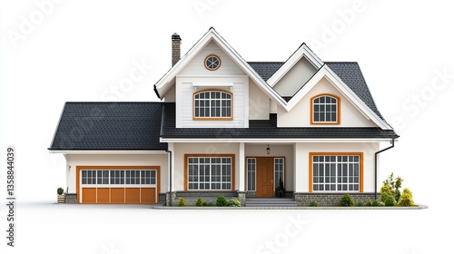 Wallpaper Mural Modern suburban home with a gable roof clear geometric shapes high-definition textures crisp white background studio-style shot.   Torontodigital.ca