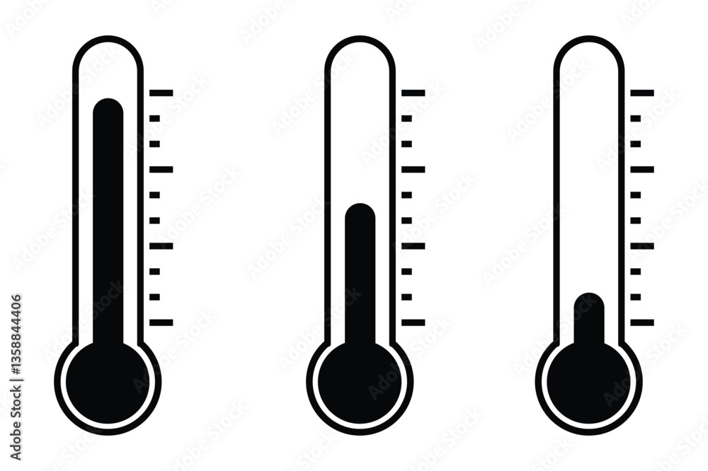 Thermometer Hot and Cold Temperature Silhouette Vector Illustration. Thermometer Hot and Cold Temperature Silhouette Vector Illustration.