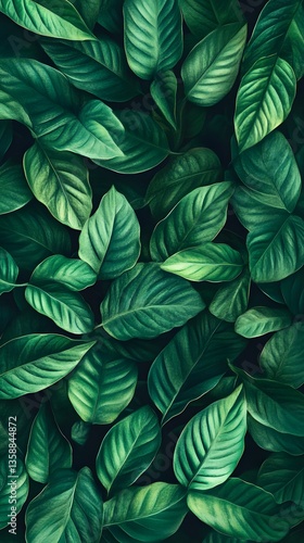 Wallpaper Mural 15. A bright green leaf pattern with detailed veins and natural textures Torontodigital.ca