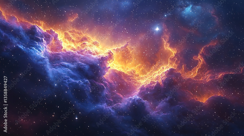 Fototapeta premium Cosmic nebula in space with glowing hues high resolution background