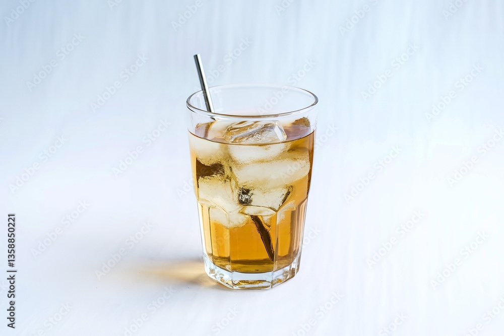 A photo of a glass filled with cold ice tea