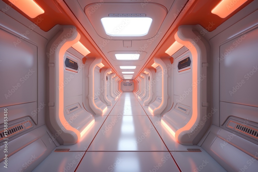 Obraz premium Corridor architecture illuminated technology.