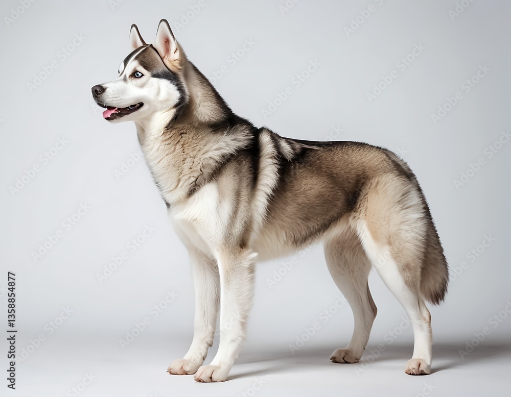 Fototapeta premium Siberian Husky Dog Profile on White Background