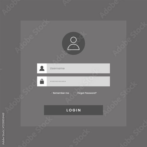 Modern web application login form template with username and password design