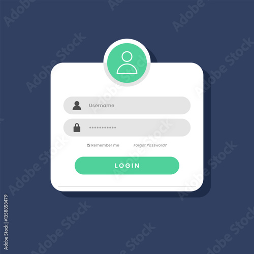 Modern web application login form template with username and password design