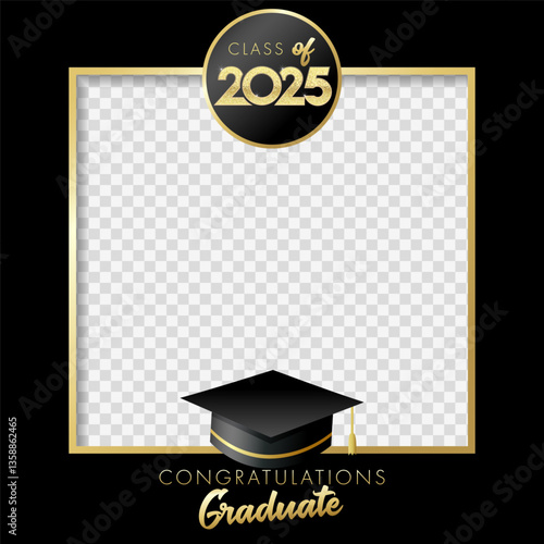 Class of 2025, Graduation party photo frame for booth design. Class of 2025 Congrats, concept for High School album. Vector illustration
