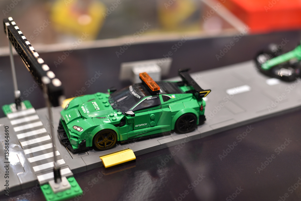 Obraz premium Lego Racing Car. Warsaw, August 5, 2024.