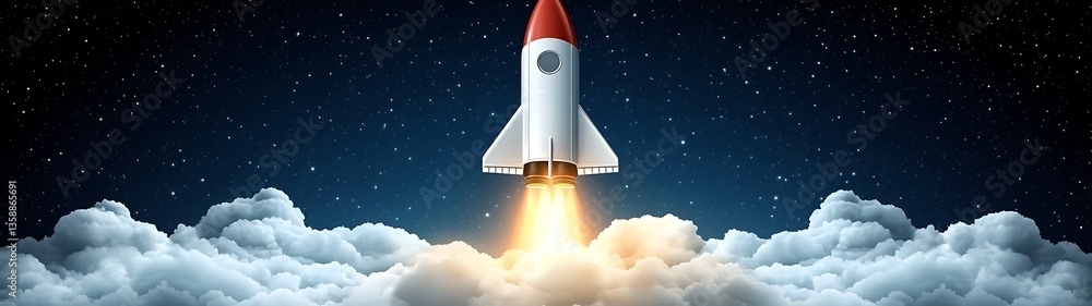 Fototapeta premium Rocket Launch Night Sky.