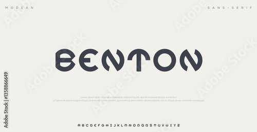 Benton Creative simple modern urban alphabet font. Digital abstract futuristic, logo, music, sport, minimal technology typography. Simple numeric vector illustration