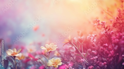 Enchanted Meadow: A Dreamlike Floral Landscape at Dawn