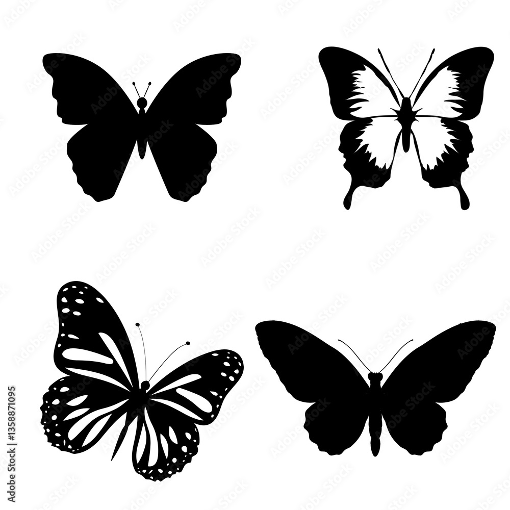 set of vector black butterflies png transparent background set of vector black butterflies png transparent background