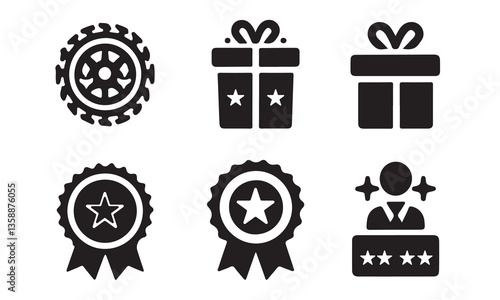 Set of gold silver and bronze medal icons for awards and trophies