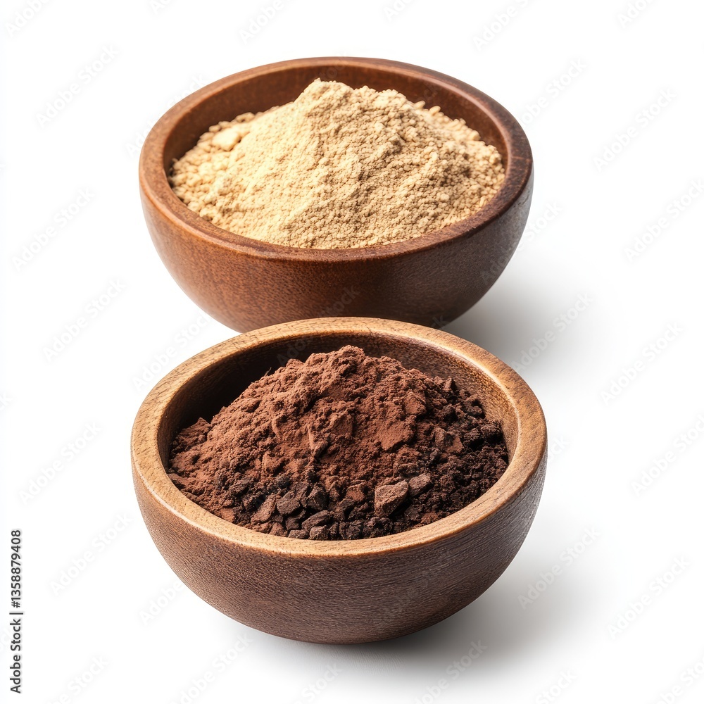 Organic brown sugar powder in a white bowl isolated Organic brown sugar powder in a white bowl isolated