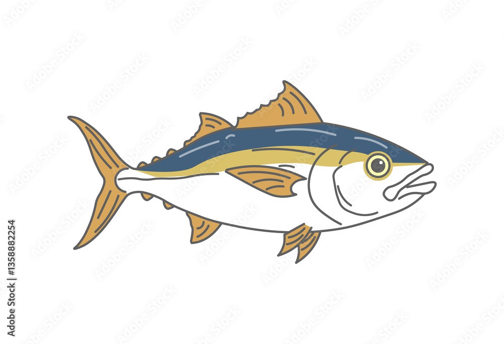 Fototapeta premium マグロ, 鮪, キハダマグロ, 魚イラスト, 魚, 魚介類, 海の生き物, 海鮮, 寿司ネタ, お寿司, お刺身, 食材, 漁業, 水産, 漁師, 漁港, 漁船, 魚市場, 築地, 豊洲, 和食, 和風素材, 食品イラスト, 煮魚, 焼き魚, 食育, 魚図鑑, お魚, 海, 食材イラスト, イラスト, ベクター, 魚釣り, 動物, 水, 水中の, 自然, 海の, manga, 食べ物, シルエット