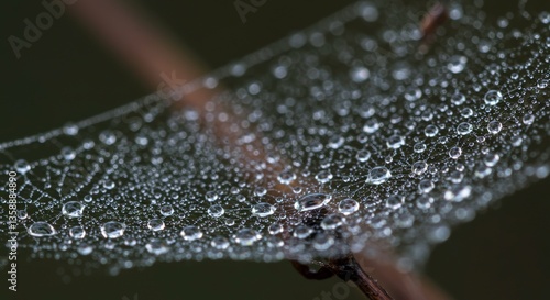 Dewdrops on Spiderweb Macro Nature Photography Closeup Water Droplets