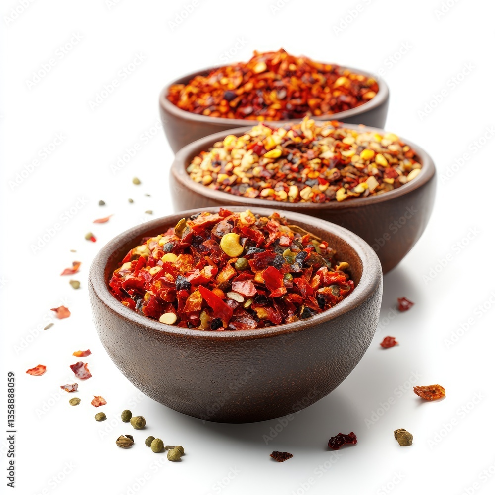 Red chili peppers in a bowl with chili con carne ingredients including beef, beans, tomato, and spices for a healthy meal Red chili peppers in a bowl with chili con carne ingredients including beef, beans, tomato, and spices for a healthy meal