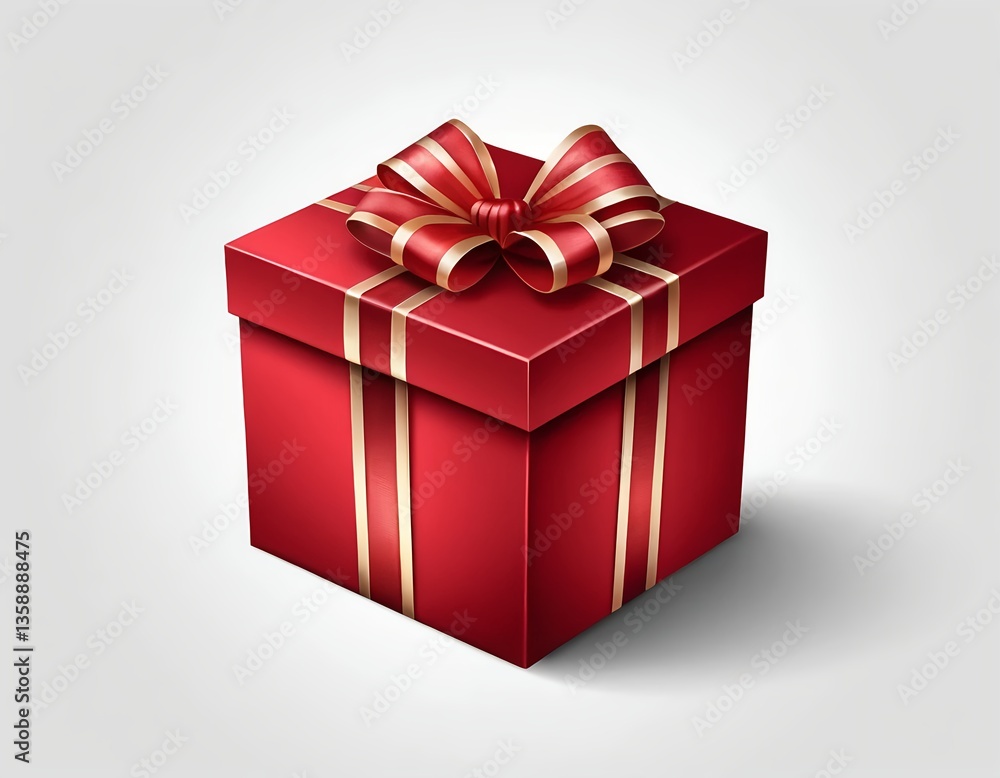 Fototapeta premium Red Gift Box with Gold Ribbon