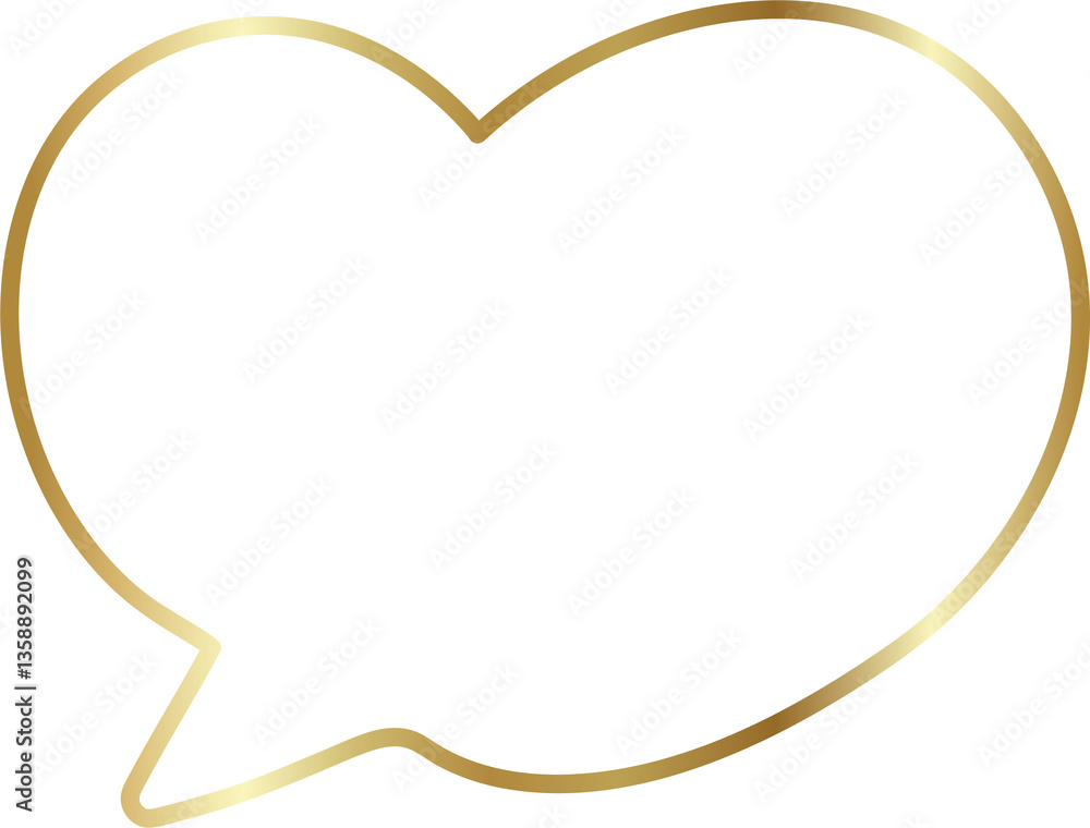 Speech bubble outlined glossy gold style Speech bubble outlined glossy gold style