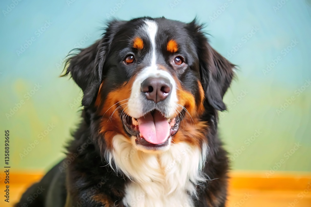 Bernese mountain dog on color background Bernese mountain dog on color background