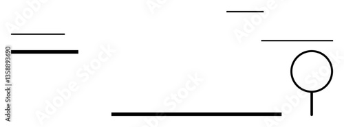 Clean composition of horizontal lines and circular element resembling a tree. Ideal for simplicity, modern design, balance, minimalism, organization, clarity, flat simple metaphor