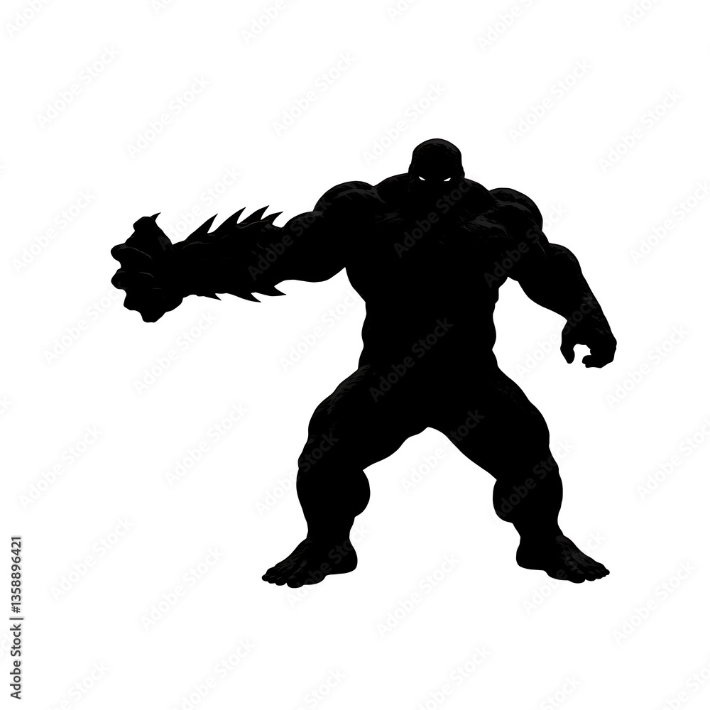 Hulking Figure with Jagged Torso Silhouette Hulking Figure with Jagged Torso Silhouette