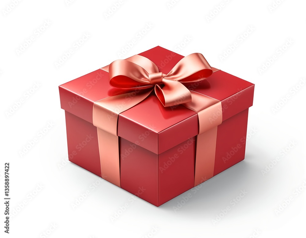 Red Gift Box with Peach Ribbon Red Gift Box with Peach Ribbon
