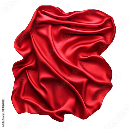 A dramatic swirl of rich red silk, a luxurious cascade of vibrant color against a pristine white background, showcasing its deep crimson hues and sensual folds.