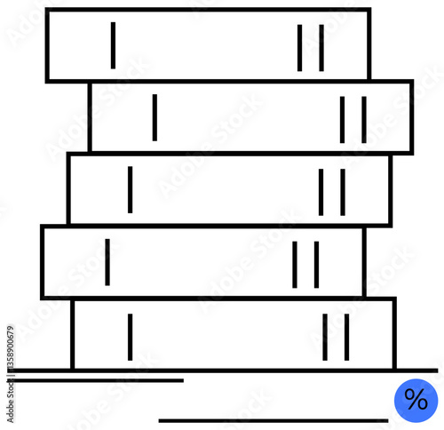 Blocks stacked unevenly beside a percentage icon suggesting data analysis, finance, growth, or imbalance. Ideal for risk assessment, evaluation, strategy, finance, planning economy measurement