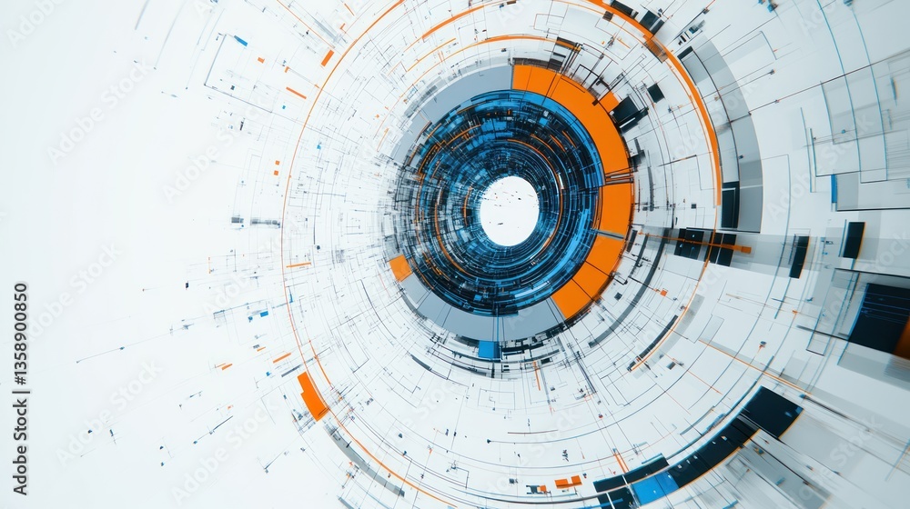 Abstract technological tunnel design, futuristic background, potential use in tech/science presentation