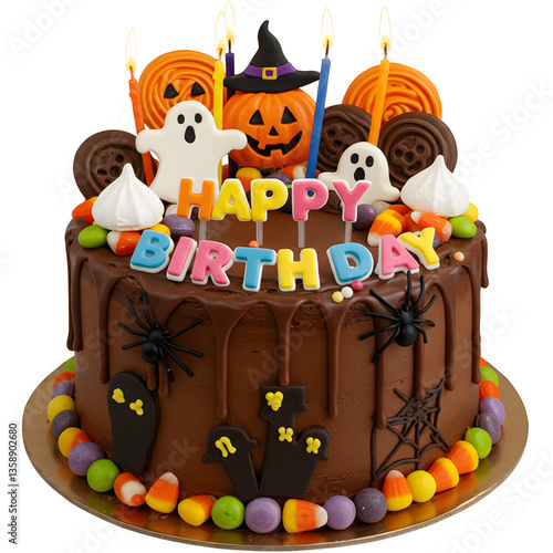 Birthday cake with candles, bright lights