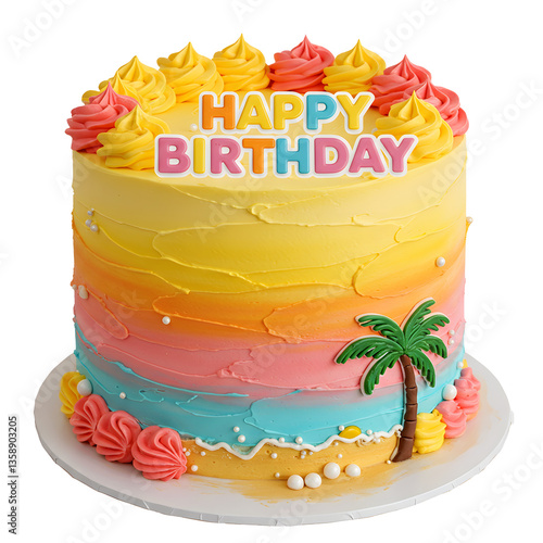 Birthday cake with candles, bright lights